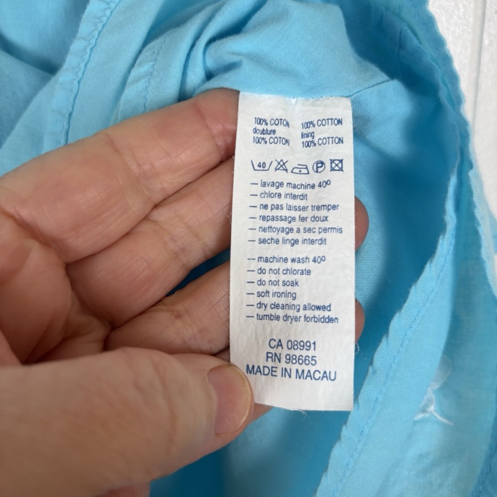 Vintage Y2K Aqua Blue A-Line Shift Sleeveless Dress 6mo Baby 100% Cotton Tiered - Picture 4 of 9